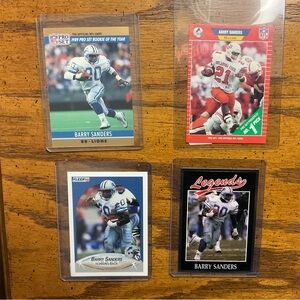 Barry Sanders 🏈 4 Card Collection in Near Mint Condition